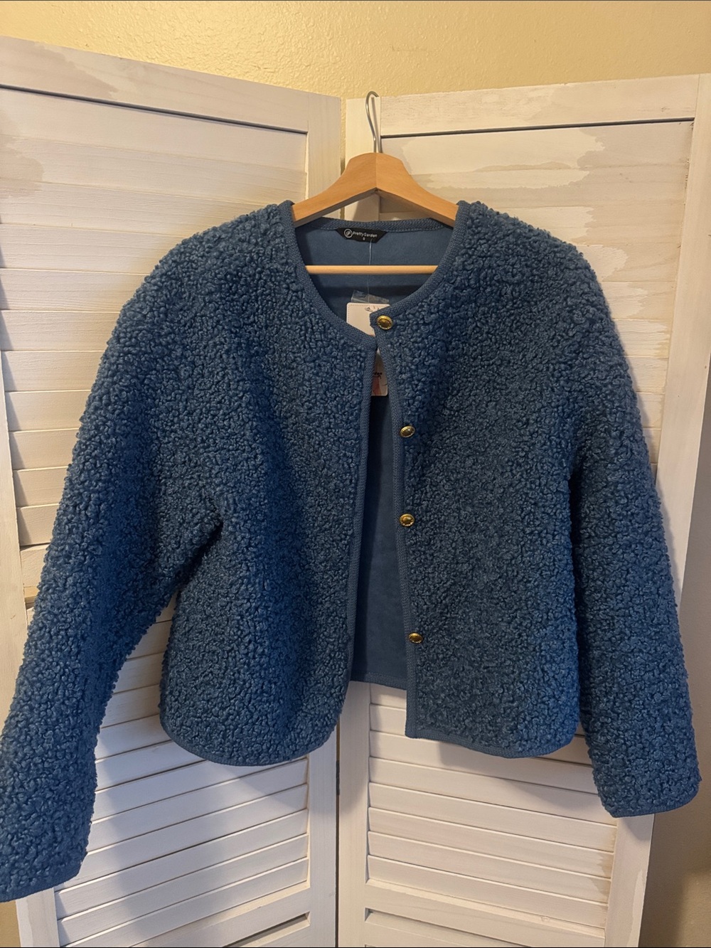 🖤 Y2K COQUETTE DENIM BLUE BOUCLÉ FLEECE CROP JACKET 🖤